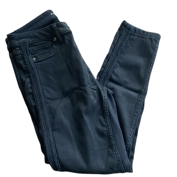 Elie Tahari Azella Braid Waxed Skinny Jeans in Black Size 25 - Picture 2 of 10